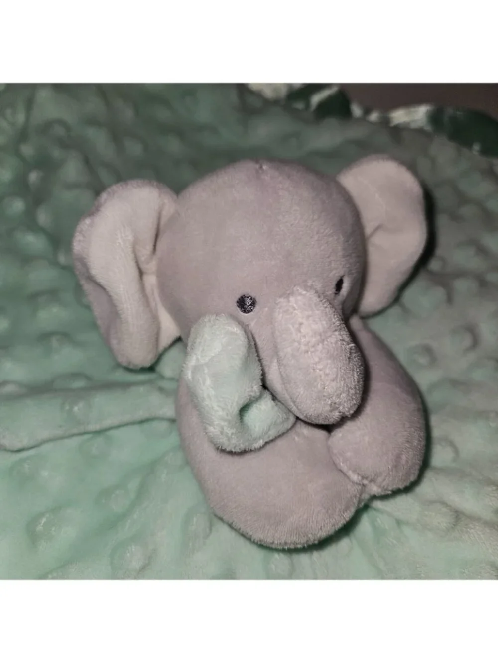 Carter's Child Mine Elephant Lovey Sweet Little One Rattle Minky Dots Satin READ